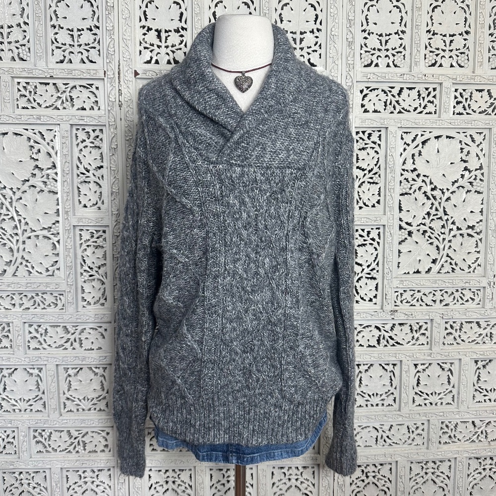 Apt 9‎ Wool Blend Chunky Gray Shawl Collar NWT Sweater Sz Small